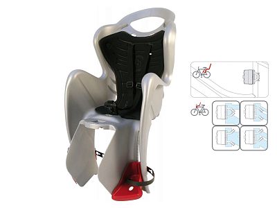 Превью  Велокресло детское BELLELLI Mr Fox Standart B-Fix Серебристый на подседельную трубу 22 кг
